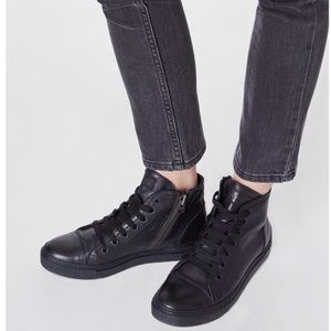 Anine Bing Black Leather Hightower Sneakers